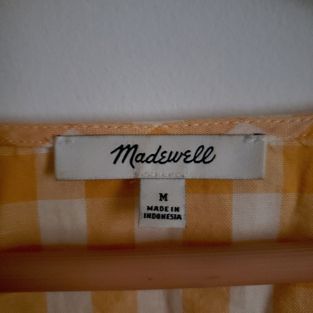 Madewell Long Sleeve Sash Tie in Gingham Check Size Medium- Sold out online - Picture 2 of 4